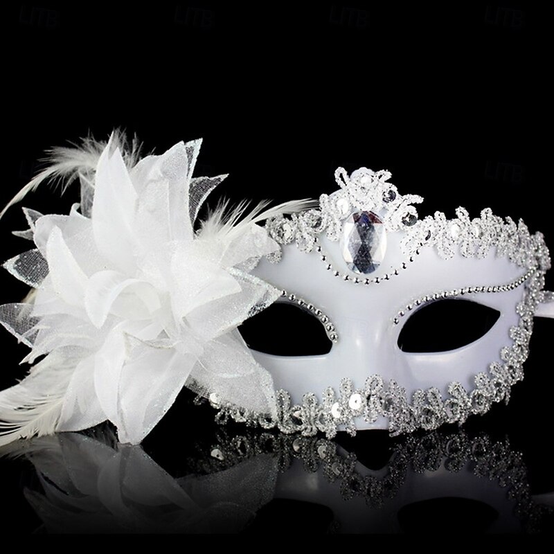 Arlecchina Halloween Venetian Mask Columbina Carnival Mask Flower Style Half Face Adults' Women's Halloween Carnival Mardi Gras Party Masquerade Carnival of Venice Easy Halloween Costumes Dress Up2