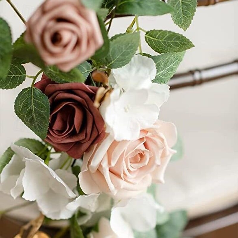 Wedding Aisle Decorations for Ceremony, Church Chair Flowers with Artificial Roses, Eucalyptus, and Ribbons, Party Decor for Outdoor Wedding and Event Backdrops3