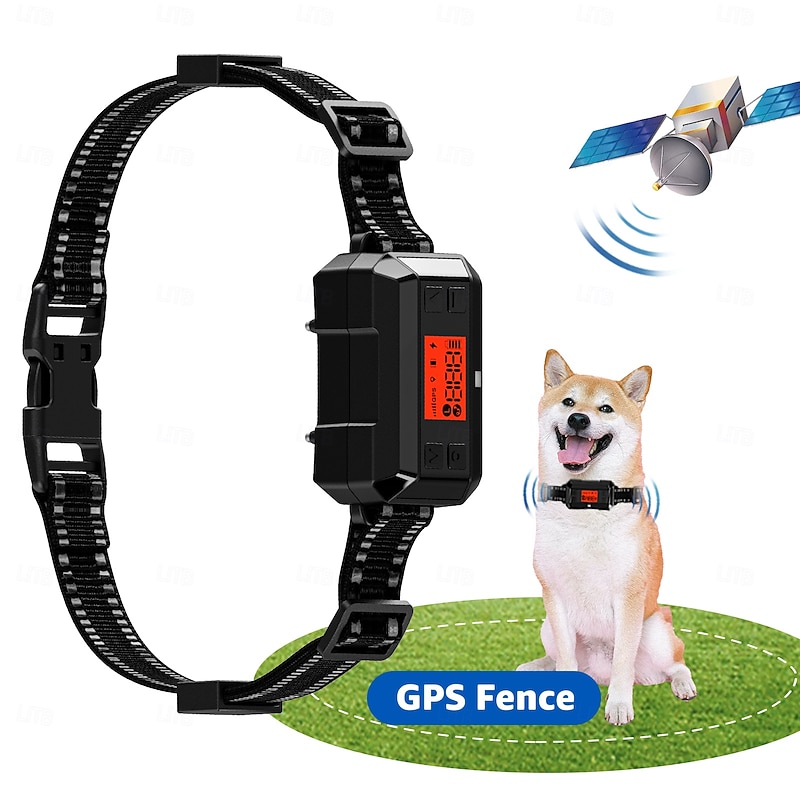 GPS Electric Dog Fence Collar Portable Wireless Updated AI Scene Recognition Dog Fence Adjustable Warning Strength Radius 33-999 Yards Rechargeable Smart Electric