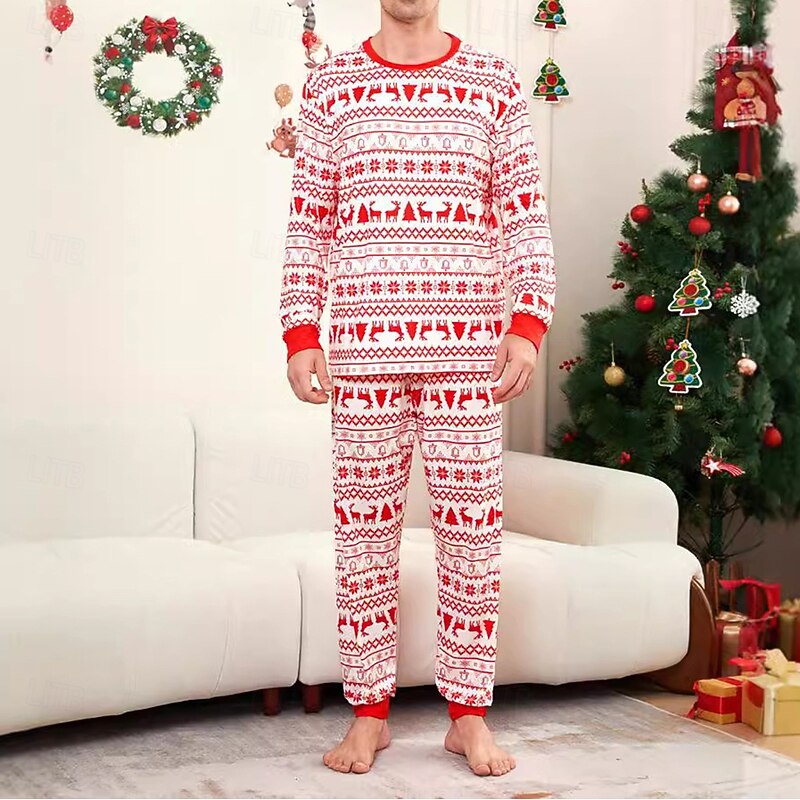 Reindeer Family Christmas Pajamas Nightwear Men's Women's Boys' Girls' Family Matching Outfits Sweet Adults Kid's Christmas New Year Christmas Eve Christmas Vacation Home Wear Top Pants4