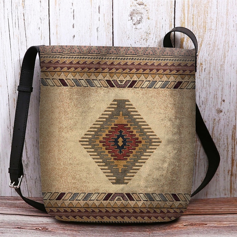 Women's Vintage Bohemian Crossbody Bag with Unique Aztec Print | Perfect for Summer Festivals