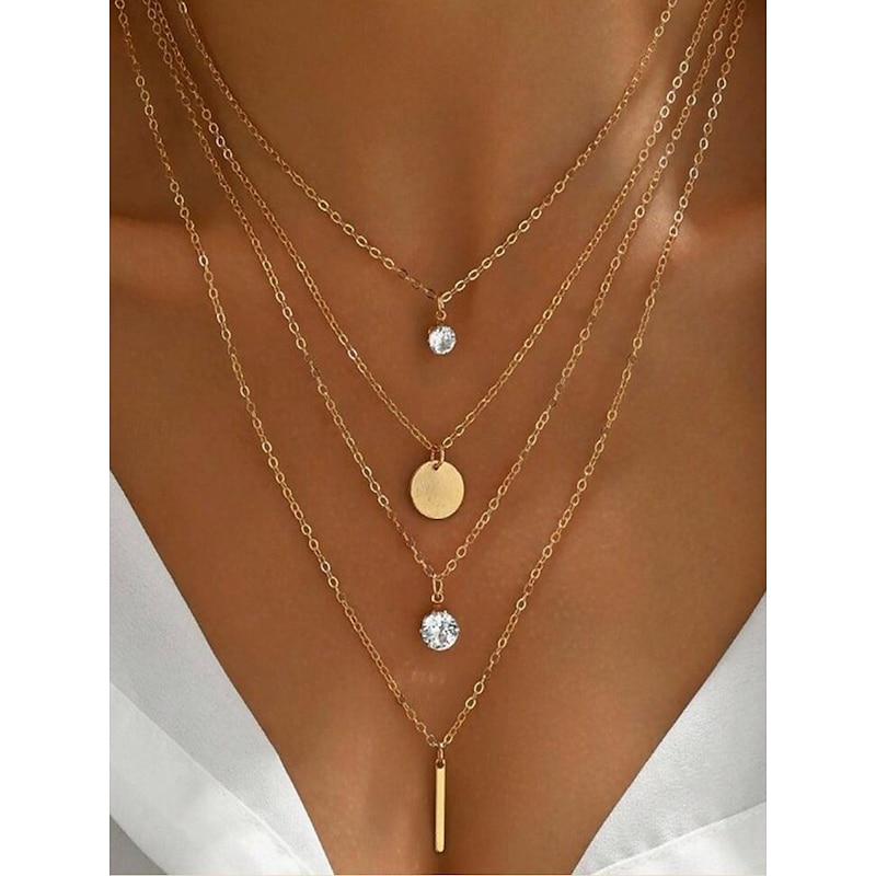 Choker Necklace Chrome Gold Women's Elegant Fashion Cute Layered Wedding Round Necklace For Wedding Party Street 2025 - $11.49