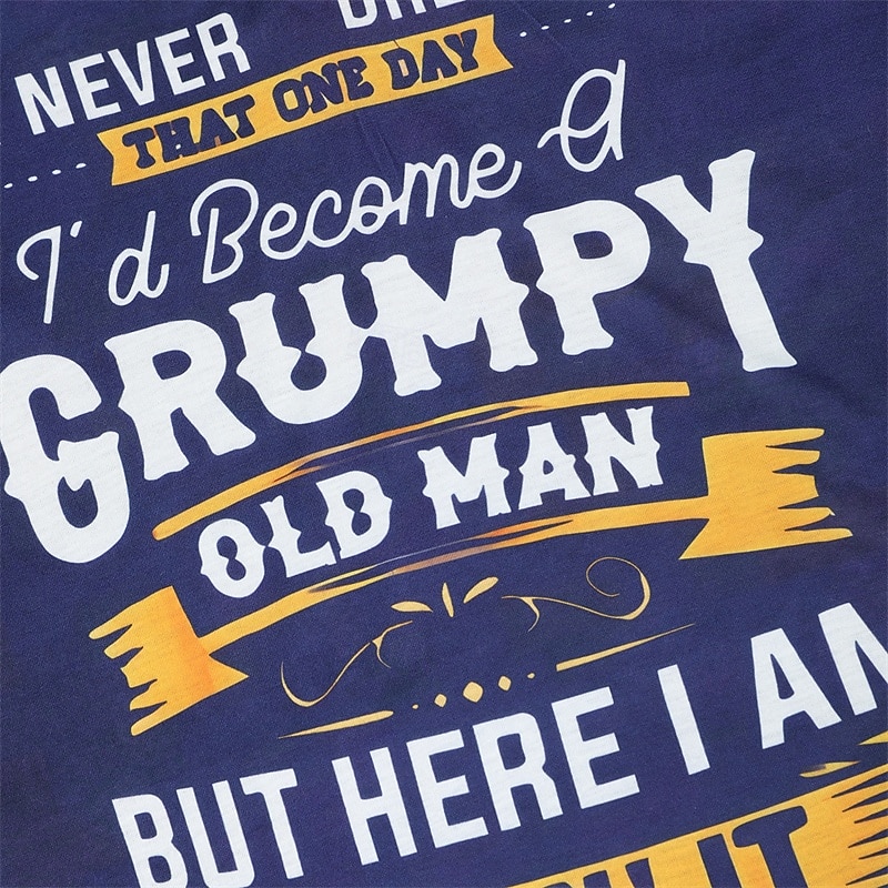 Men's Graphic Letter Henley Shirt Tee Grumpy Old Man T Shirt Short Sleeve 3D Print Fashion Designer Comfortable Outdoor Casual Daily Spring &  Fall Black Navy Blue Blue Brown Gray Henley Henley3