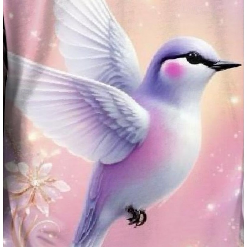 Valentine Women's Rose T Shirt Cute Bird Tee Regular Tops Print Regular Fit Daily Weekend Pink Fall Winter Prefall3