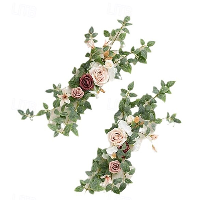 Wedding Aisle Decorations for Ceremony, Church Chair Flowers with Artificial Roses, Eucalyptus, and Ribbons, Party Decor for Outdoor Wedding and Event Backdrops4