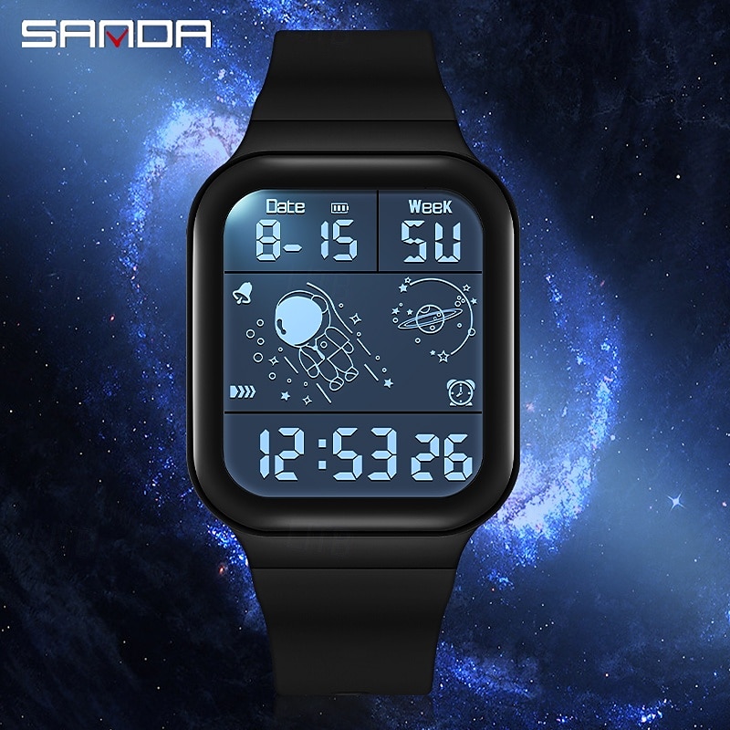 SANDA Men Digital Watch Creative Fashion Wristwatch Shock Resistant Minute Repeater Luminous Stopwatch Alarm Clock TPU Watch2