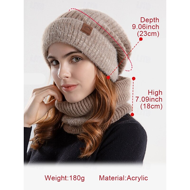 Women's Cozy and Stylish Knitted Beanie and Scarf Set with Fleece Lining and Ear Flaps - Warm and Cozy for Winter4