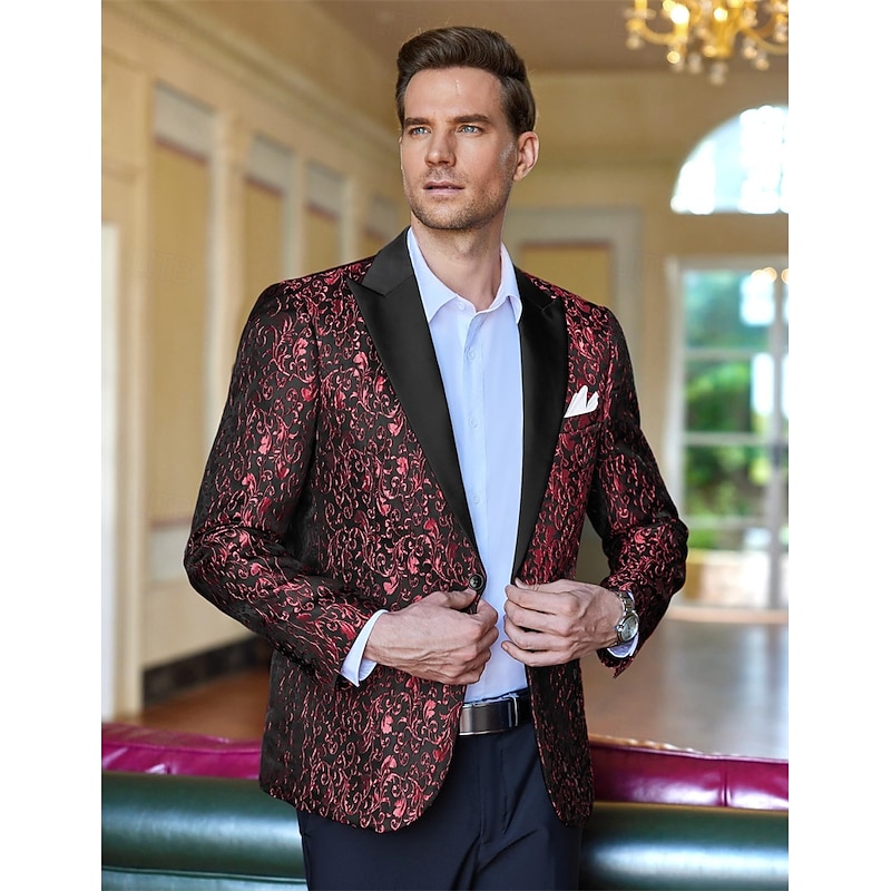 Retro Vintage Roaring 20s 1920s Tuxedo Suits & Blazers The Great Gatsby Gentleman Gangster Floral Jacquard Fancy Dress Men's Carnival Costume Christmas Carnival New Year Masquerade Cocktail Party2