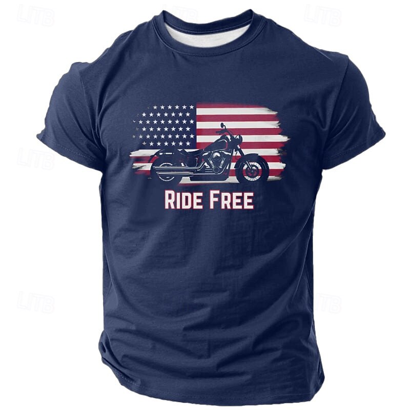 Veterans Day Men's Patriot Patriotic Veteran Keep Calm & Ride On T shirt Short Sleeve T shirt 3D Print Crew Neck Shirt Fashion Athleisure Street Sports Outdoor Daily Black Blue Green Summer Spring3