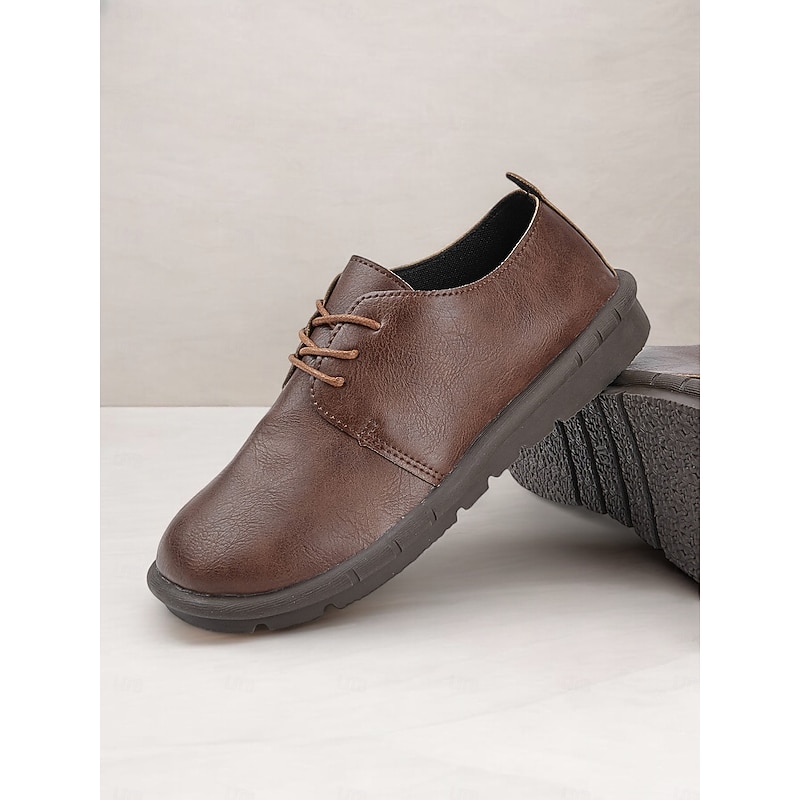 Men's Brown Faux Leather Lace-Up Casual Shoes with Comfortable Non-Slip Sole – Perfect for Everyday Wear3