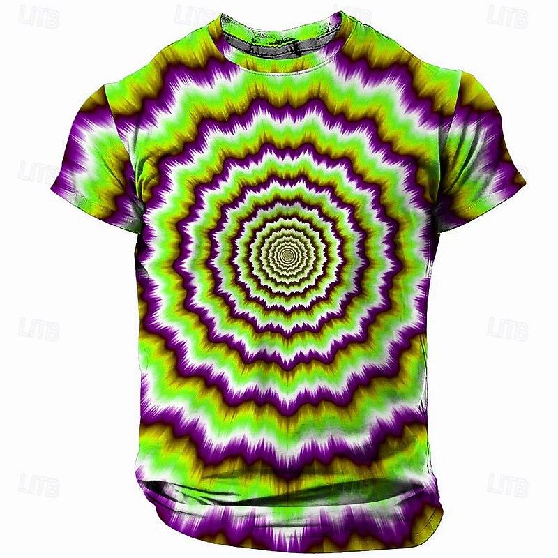 Men's Ombre T Shirt Short Sleeve T shirt 3D Print Crew Neck Shirt Fashion Athleisure Street Sports Outdoor Daily Green 1# Yellow Red Summer Spring Clothing Apparel S M L XL XXL XXXL