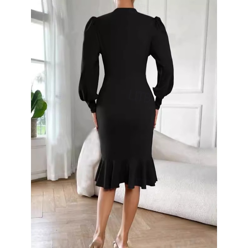 Women's Mini Dress Black Dress Casual Dress Cocktail Dress Formal Dress Elegant Casual Vacation Date Regular Fit Plain Long Sleeve Stand Collar Black Pink Blue Fall Winter2