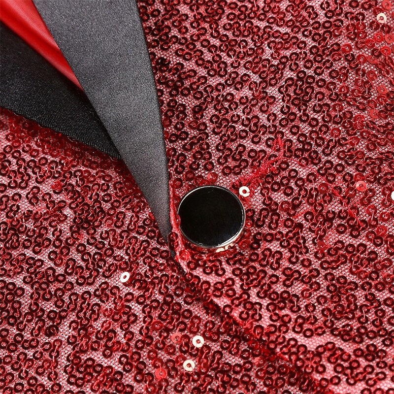 Men's Blazer Business Cocktail Party Wedding Party Fashion Casual Spring &  Fall Polyester Plain Pocket Buttons Comfortable Single Breasted Blazer Silver Black White Red3