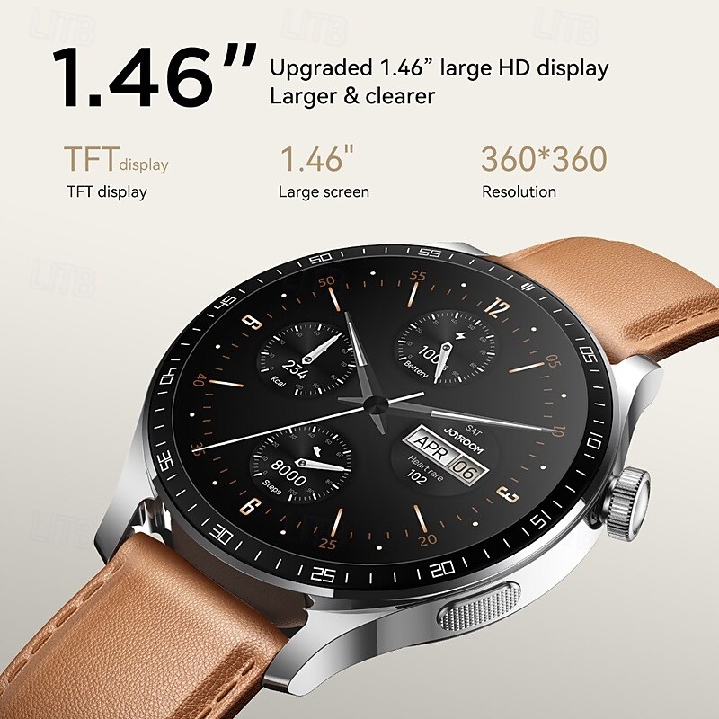 Joyroom JR-FC2 Pro Smart Watch 1.46 inch Smartwatch Fitness Running Watch Bluetooth Pedometer Activity Tracker Sleep Tracker Compatible with Android iOS Women Men Long Standby Hands-Free Calls2