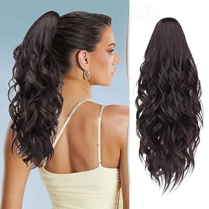 Hair Extensions Ponytail 18" Claw Clip in Hair Extensions Curly Wavy Fake Ponytail Extension Long Soft Synthetic Pony Tails Hair Piece for Women Hair Extensions2