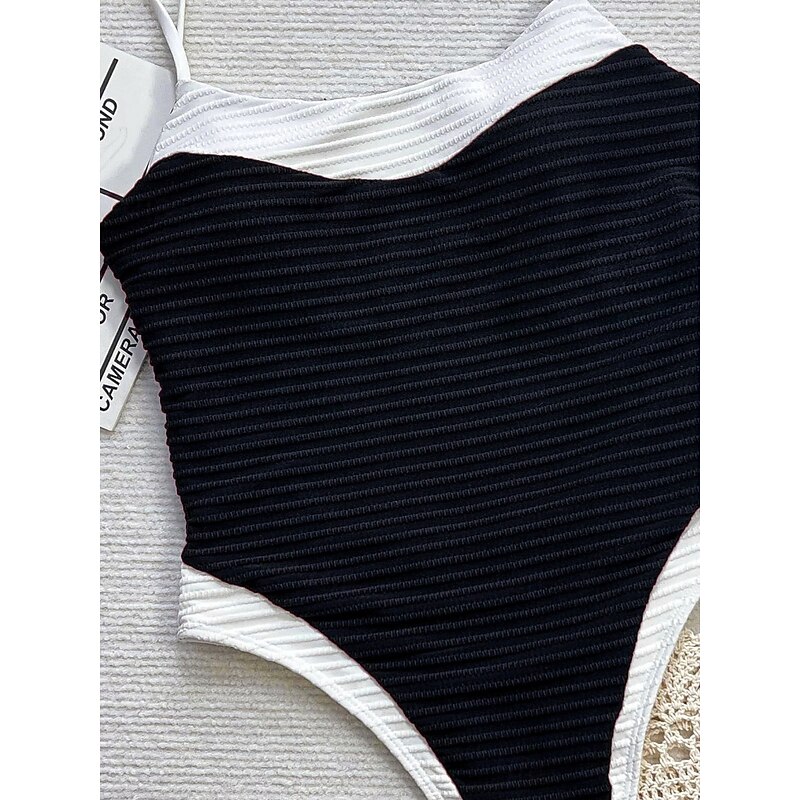 Women's Swimwear One Piece Monokini Swimsuit Backless Tummy Control High Waist Slim Vacation Beach Wear Ombre Halter Neck Sleeveless Bathing Suits4