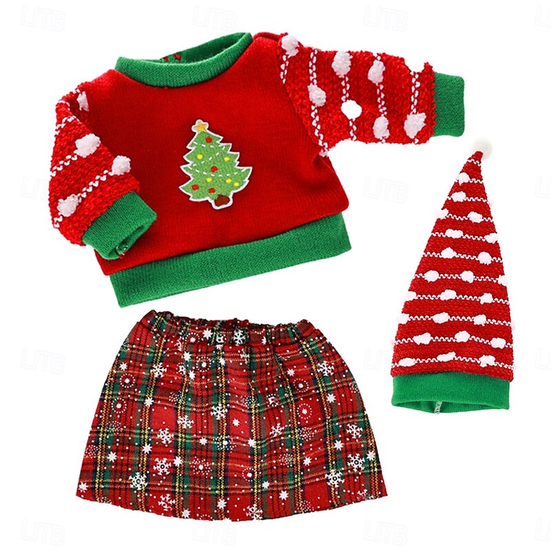 3 pcs American Doll Christmas Clothes Gift for 18 inch Doll Clothes and Accessories Including Coat and Dress(WITHOUT DOLL)3
