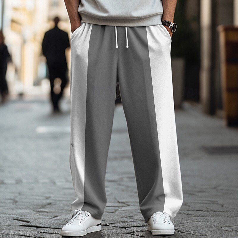 Men's Athletic Pants Sweatpants Trousers Straight Leg Sweatpants Pocket Drawstring Elastic Waist Color Block Comfort Sports Outdoor Daily Fashion Casual Black Dark Blue Micro-elastic2