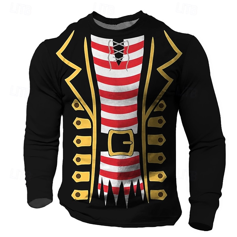 Christmas Men's Christmas Costume T Shirt Long Sleeve T shirt 3D Print Crew Neck Shirt Designer Casual Festival Party Street Casual Black Summer Spring Fall Clothing Apparel S M L XL XXL XXXL