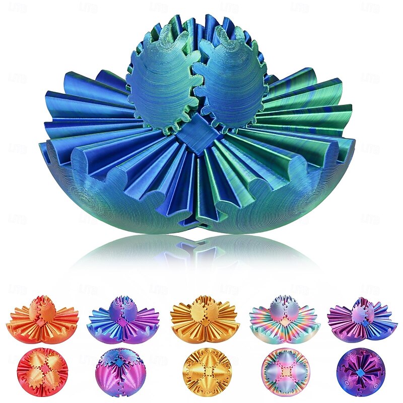 Gear Ball Fidget Toy, 3D Printed Gear Ball Gear Sphere, Stress Ball, GearSphere Desk Toy, Fidget Ball Gear Toy for Stress and Anxiety Relaxing, for Kids Stocking Stuffers