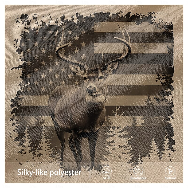 Men's American US Flag Patriotic Deer Hoodies Daily Vintage Retro Long Sleeve Hooded Vacation Holiday Going out Brown Drawstring Fall Winter Designer3