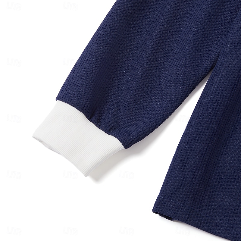 Men's Waffle Polo Shirts Quarter Zip Polo Outdoor Causal Quarter Zip Long Sleeve Fashion Modern Solid Color Knitted Spring &  Fall Standard Fit Navy Blue Dark Green Orange Light Grey Waffle Polo4