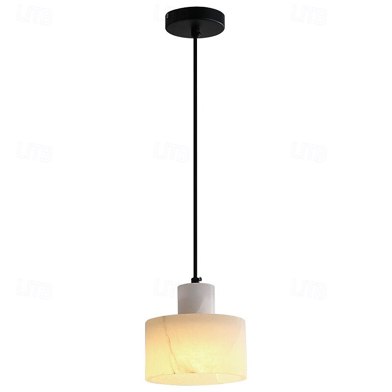 Wabi-Sabi Creative Alabaster Marble Hanging Lamp Adjustable Height Pendant Light with E27 Base Suspension Lamp 110-240V 14cm4