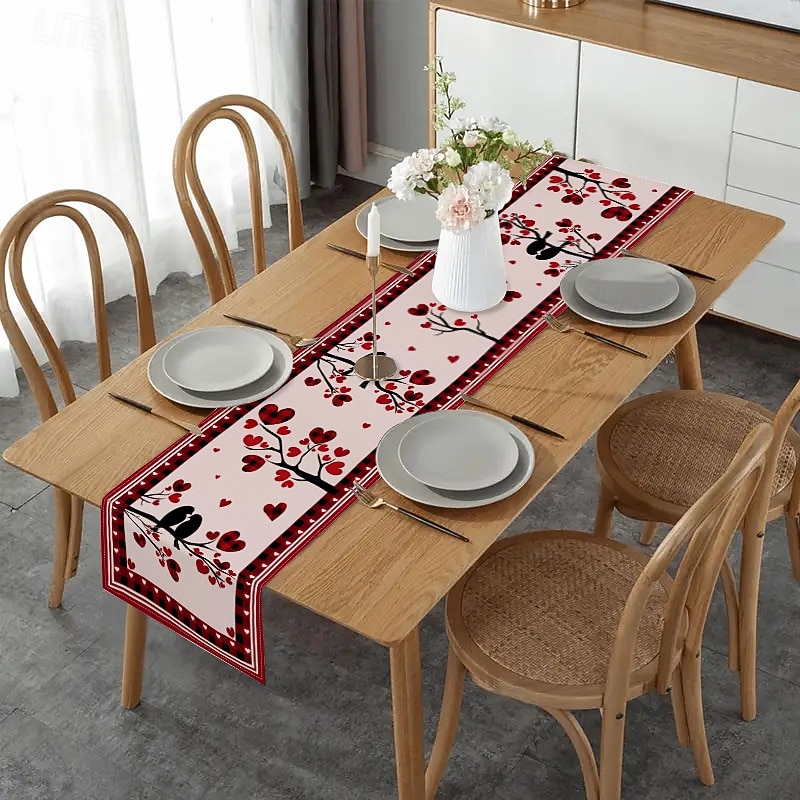 Valentine's Day Rose Table Runner Romantic Floral Table Decor with Elegant Rose Design Perfect for Adding a Touch of Love and Elegance to Your Valentine's Day Dinner Setup4