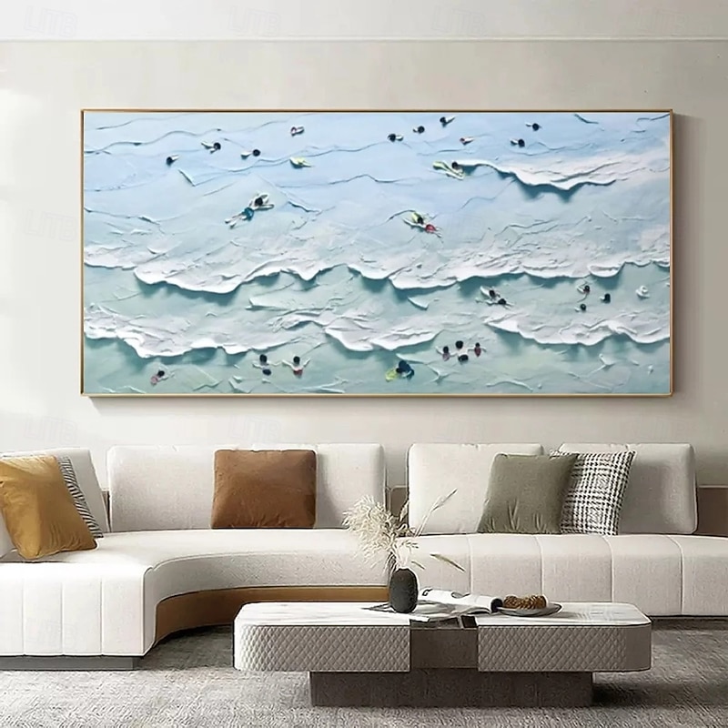 3D wave painting handmade Blue Ocean Oil Painting Contemporary Indigo Painting on Canvas Large Art Ocean Sea Painting Home Decor Painting 3D wave oil painting beach paintings seascape oil paintings4