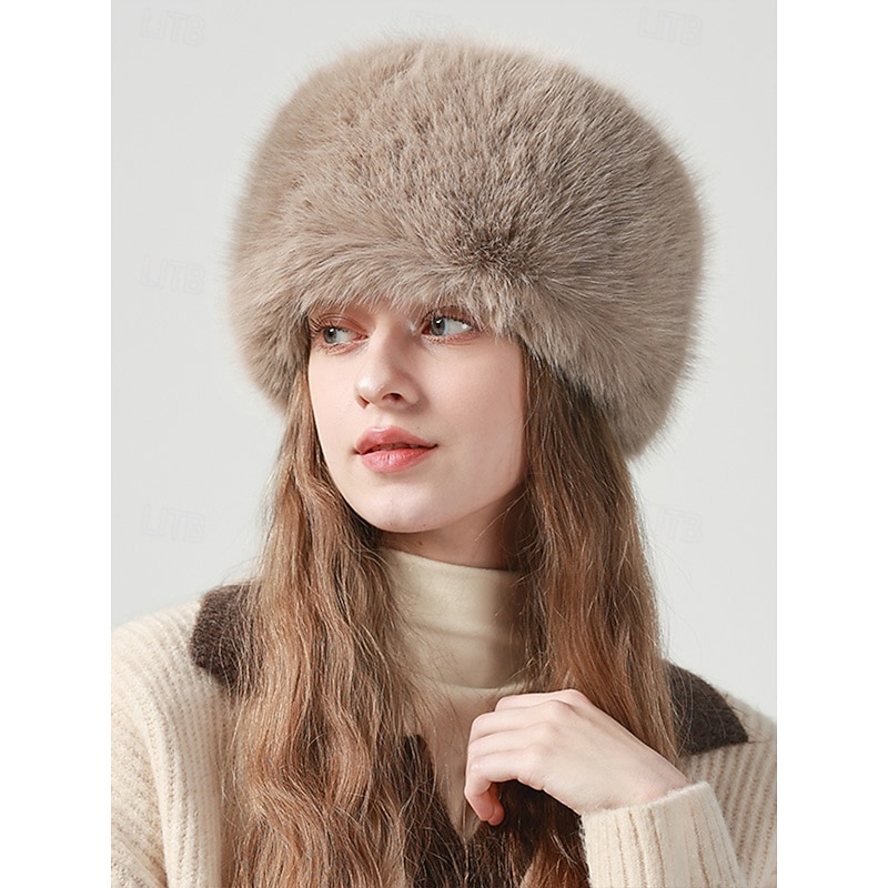 Women's Faux Fur Winter Hat – Elegant Russian-Style Fluffy Cap for Cold Weather2