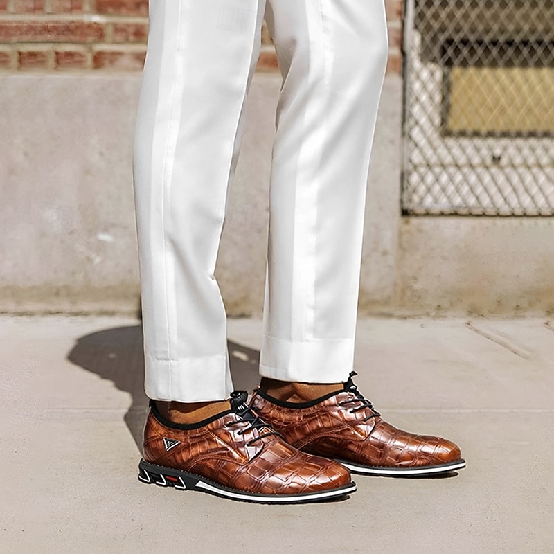 Men's Brown Embossed Faux Leather Sneakers with Lace-Up Design and Cushioned Sole - Stylish Casual Shoes for Everyday Comfort2