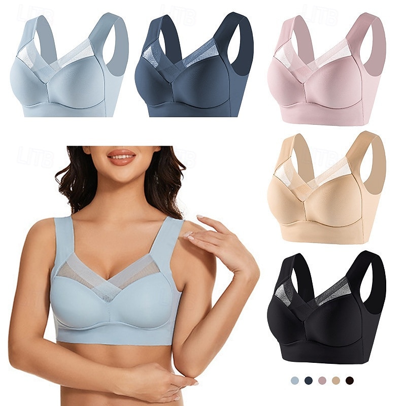 Women's Light Support Sports Bra Running Bra Open Back Cross Back Bra Top Padded Fitness Leisure Sports Running Breathable Lightweight Soft Black Pink Apricot Solid Colored2
