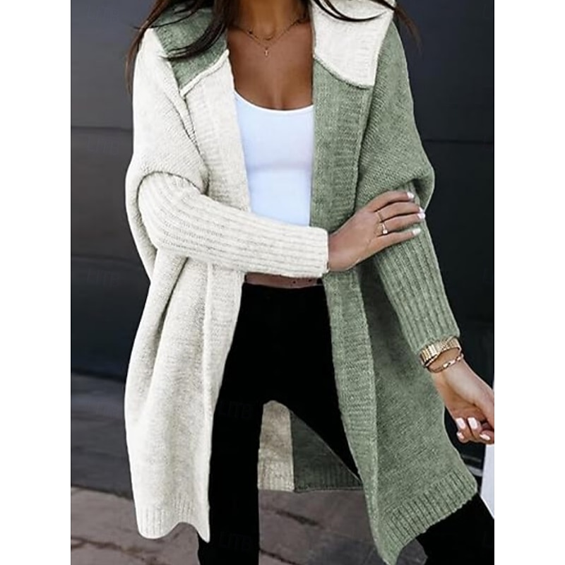 Women's Sweater Cardigan Casual Soft Pure Color Ribbed Hooded Knitted Long Sleeve Long Tops Knit Outdoor Daily Weekend Pink Green Fall Winter3