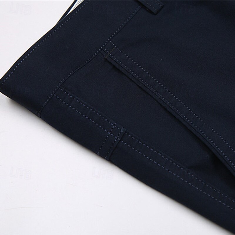 Men's Dress Pants Trousers Chinos Buttons Pocket Straight Leg Plain Comfort Formal Party Work Fashion Classic Style Dark Khaki Light Khaki Micro-elastic4