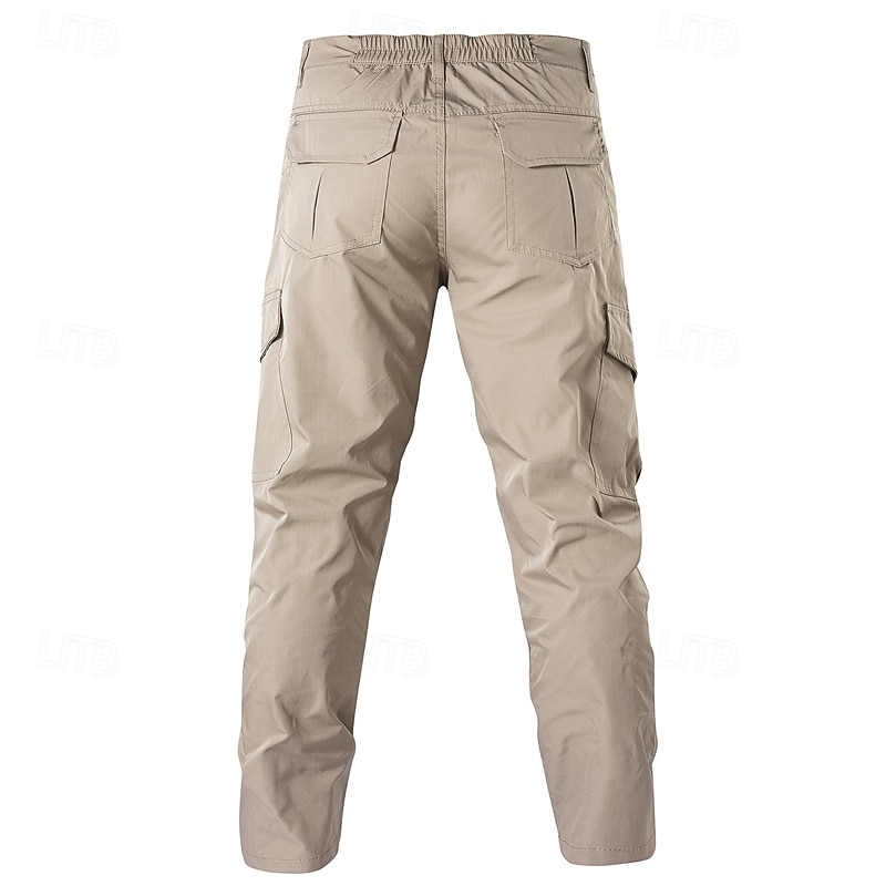 Men's Cargo Pants Tactical Pants Trousers Elastic Waist Multi Pocket Straight Leg Plain Breathable Quick Dry Full Length Outdoor Casual Daily Sports Fashion Black Green2