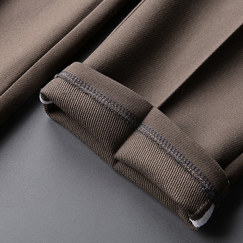 Men's Graduation Dress Pants Trousers Chinos Buttons Pocket Solid Color Comfort Formal Party Work Fashion Classic Style Black Coffee Micro-elastic2