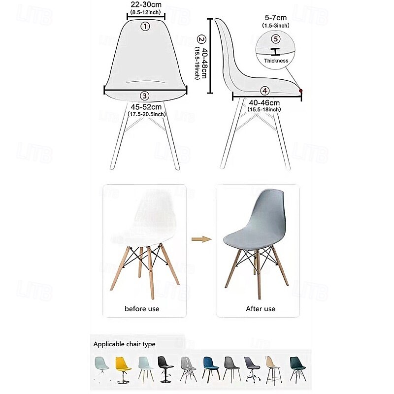 Shell Chair Covers Dining Spandex Armless Curved Chairs Cover Washable Seat Case Stretch Stool Slipcovers Kitchen Home Decor3