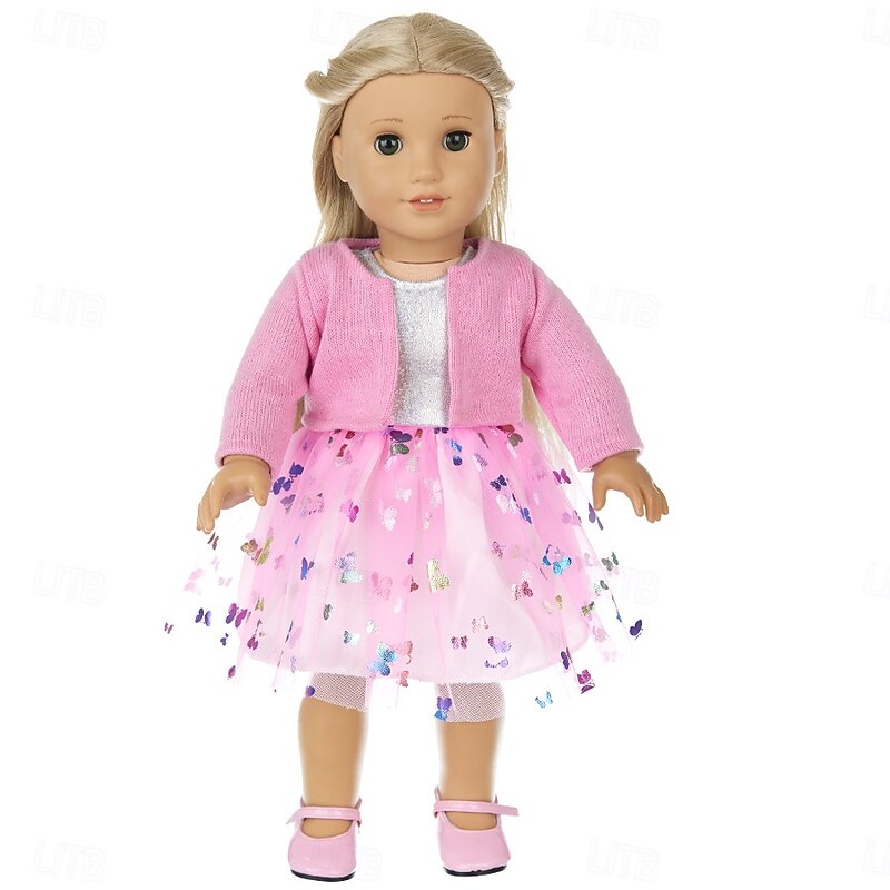 2 pcs American Doll Clothes Gift for 18 inch Doll Clothes and Accessories Including Coat and Dress(WITHOUT DOLL)3