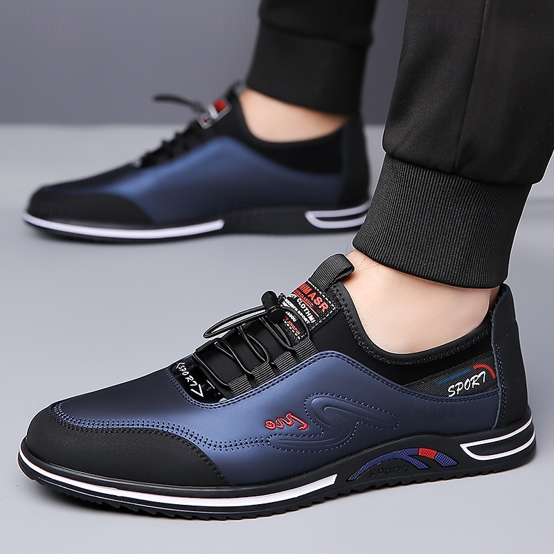 Men's Sporty Slip-On Sneakers with Stylish Embroidery, Comfortable Lightweight Athletic Shoes for Casual Wear and Outdoor Activities3