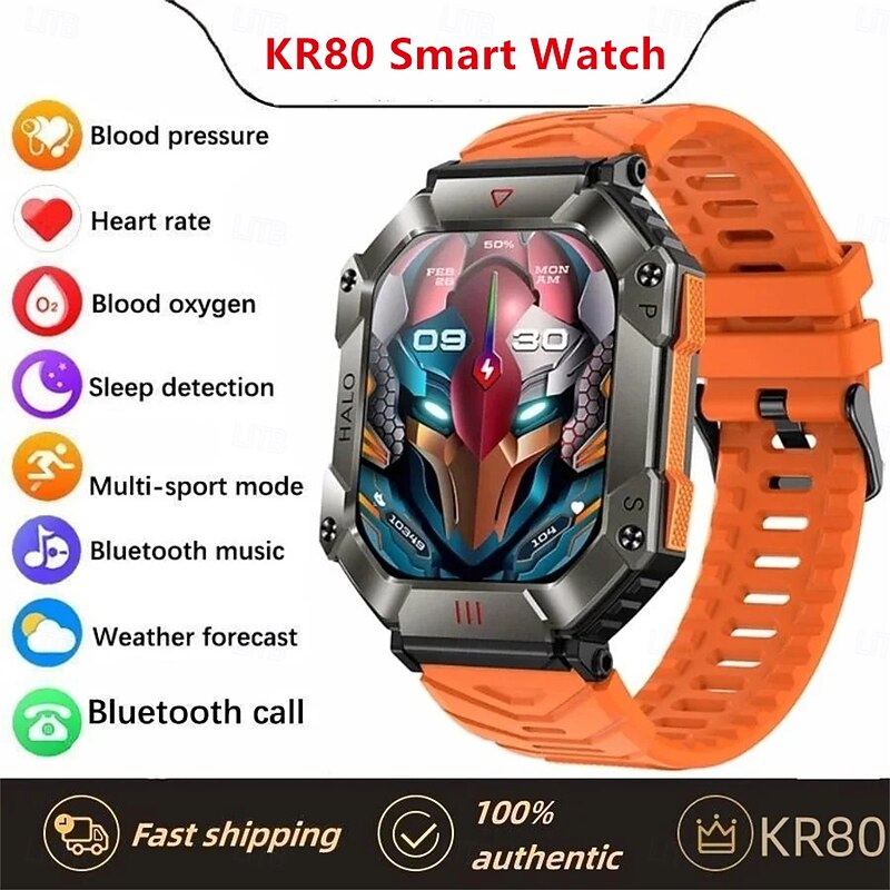 KR80 Smart Watch Men 2.0inch Large Screen Compass 650mAh Bluetooth Call Outdoor Sports Watches Fitness Smartwatch