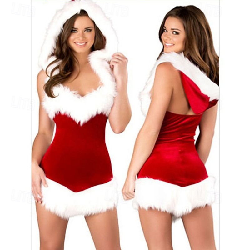 Santa Claus Mrs.Claus Fancy Christmas Dress Sexy Christmas Costumes Women's Cosplay Costume Christmas Pattern Adults Christmas Christmas Eve Christmas Party Dress Leg Warmers