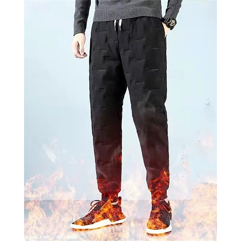 Men's Sherpa Fleece Pants Sweatpants Joggers Trousers Pocket Drawstring Elastic Waist Plain Comfort Warm Sports Outdoor Daily Fashion Casual Black 1# Black Micro-elastic