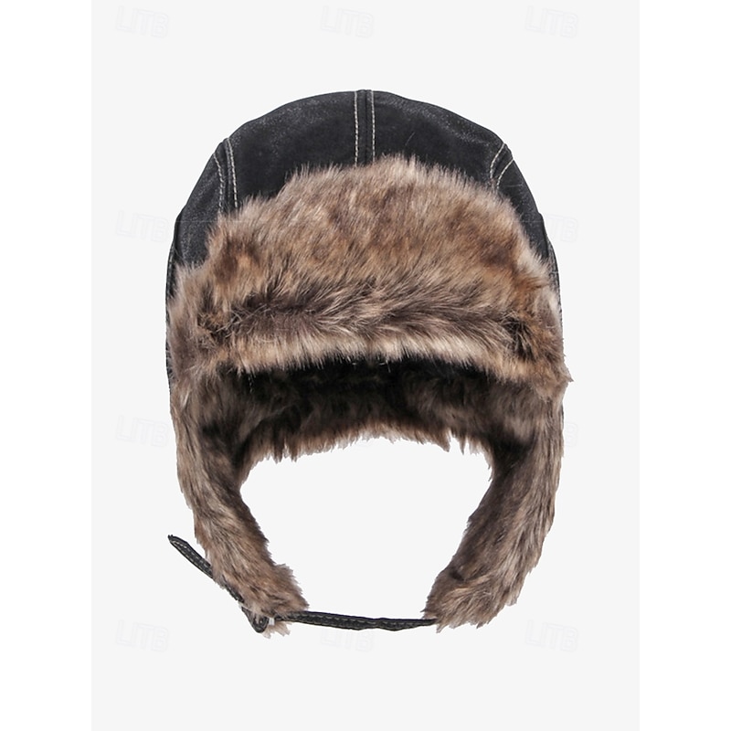 Men's Faux Leather Aviator Winter Hat with Faux Fur Lining and Ear Flaps - Stylish Warm Trapper Hat for Cold Weather3