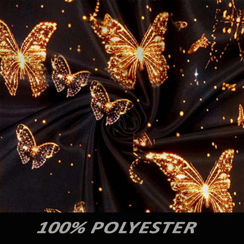 Men's Butterfly Satin Shirt Dress Shirt Button Up Shirt Long Sleeve Fashion Casual Vacation Party Evening Wear Dailywear Summer Spring Fall Collared Shirts 3D Print Black3