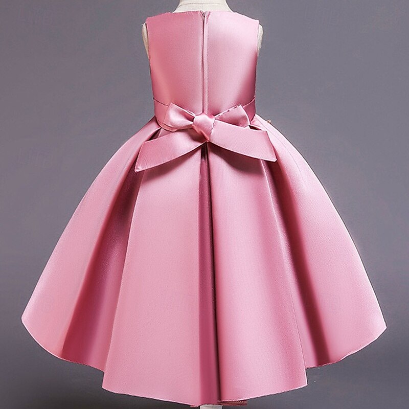 Flower Girl Dress Kid's Girls' Princess Dress Performance Wedding Party Elegant Beautiful Patchwork Floral Sleeveless Crew Neck Wine Red Pink 4 years+4