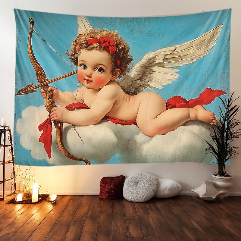 Wedding Decorations Backdrop Photograph Wall Hanging Large Tapestry Art Mural Decor Blanket Curtain Home Bedroom Living Room Decoration Cupido Love2