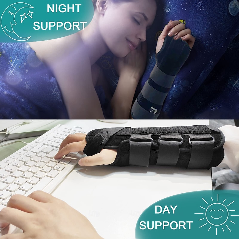 Unisex Forearm and Wrist Support Splint Brace Double Fixation Wrist Brace for Carpal Tunnel,Adjustable Night Time Forearm Immobilizer Brace Splints2