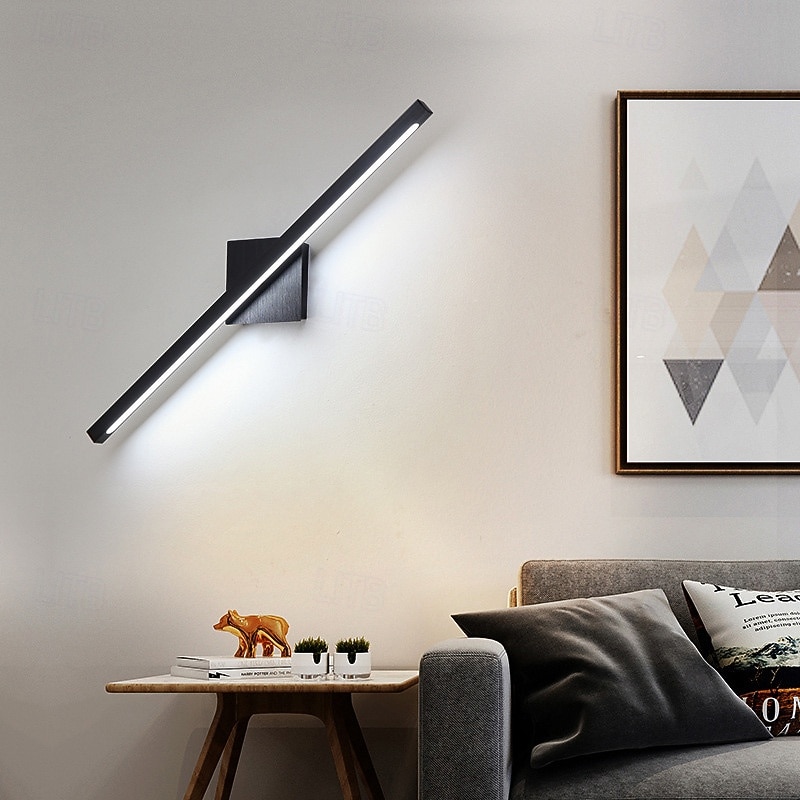 LED Vanity Light Linear Bathroom Lighting Fixture Black Vanity Table Wall Sconce Over Mirror Minimalist Long Bar Frosted Aluminum Picture Display Accent Wall Mounted Lamp 85-265V3