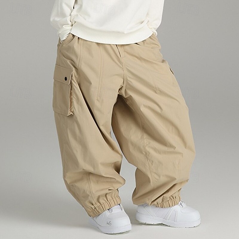 Men's Cargo Pants Trousers Elastic Waist Multi Pocket Plain Wearable Outdoor Daily Camping & Hiking Fashion Classic Black Khaki2