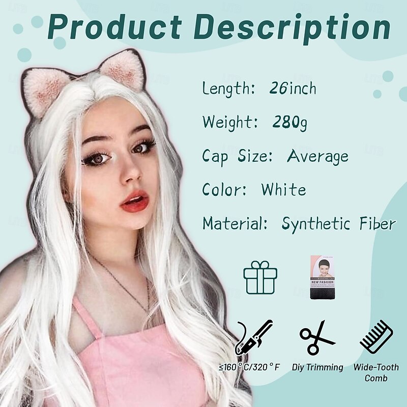 Long Wig Wavy Wigs for Women Middle Part Curly Wigs Natural Curly Synthetic Wig Heat Resistant Fiber Cosplay Wigs for Daily Party Use2